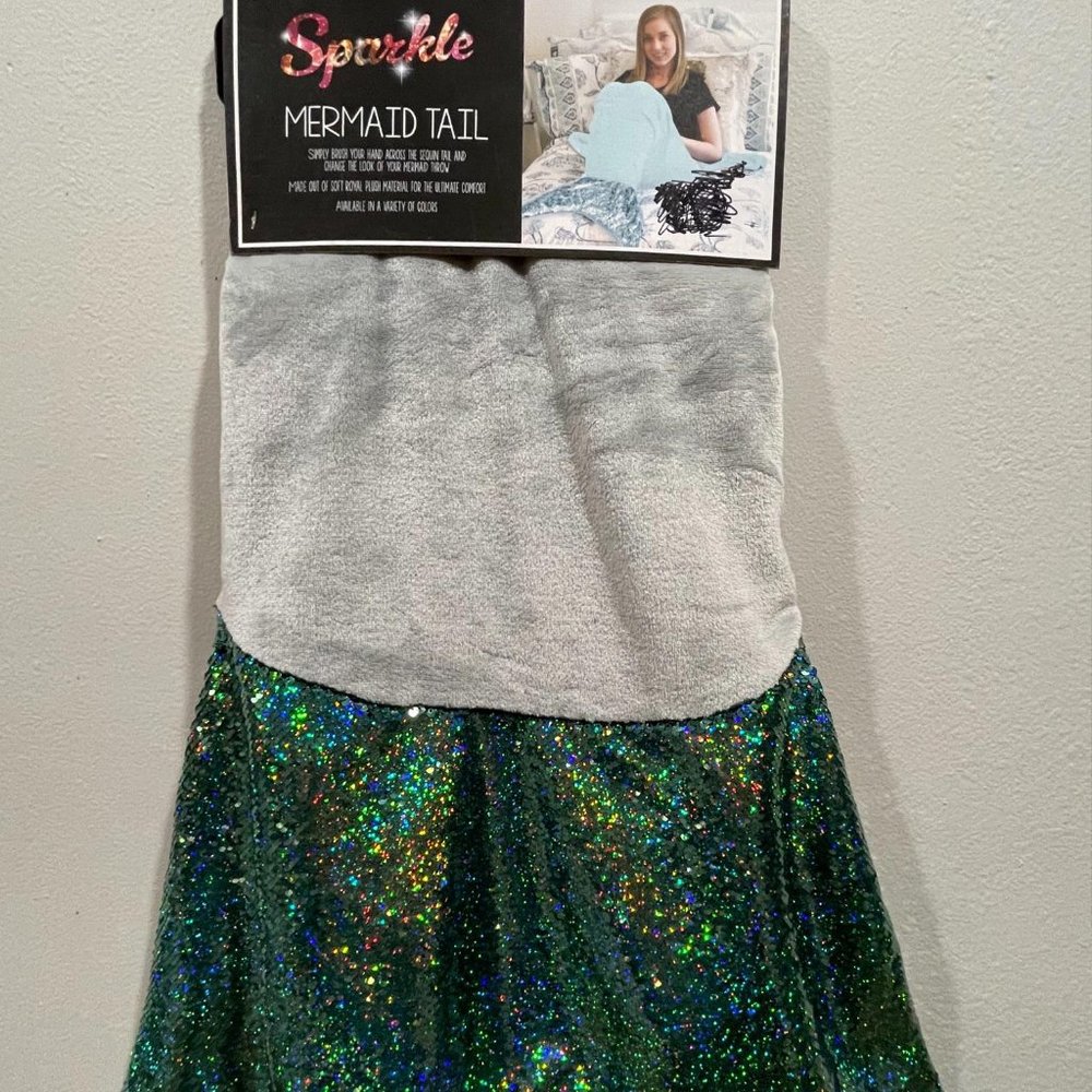 New Sparkle Grey Plush Mermaid Tail Throw